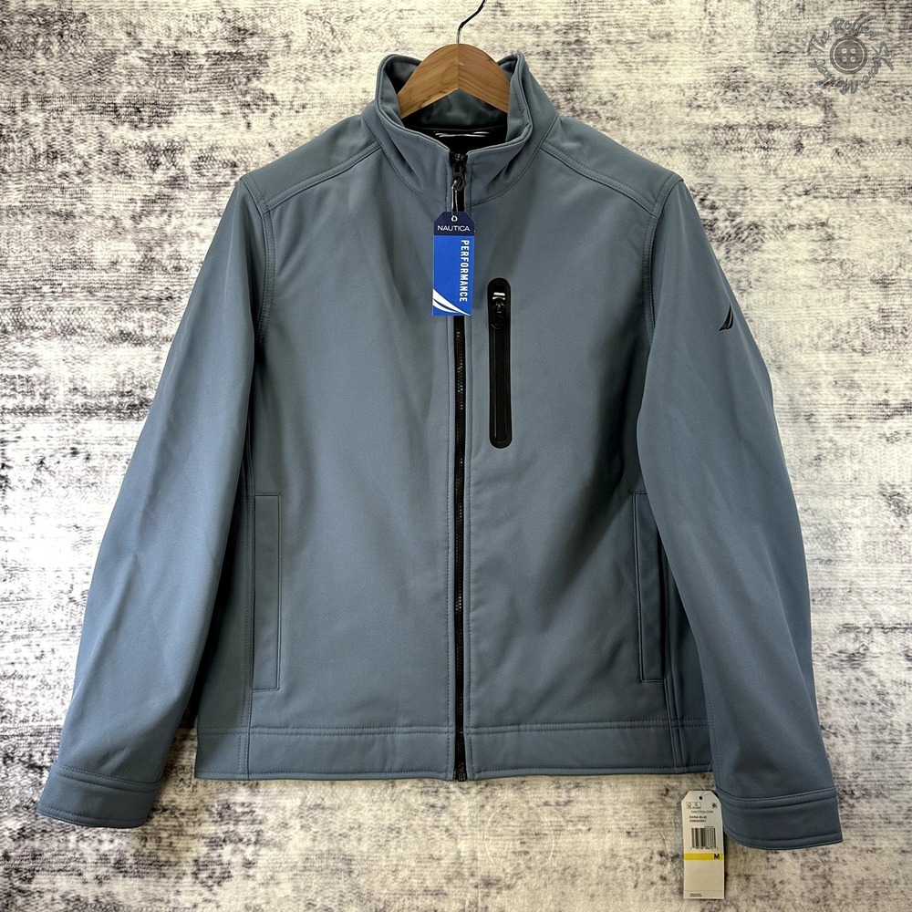 NWT Nautic Steel Blue‎ Softshell Stretch Water Resistant Jacket - Men's Medium